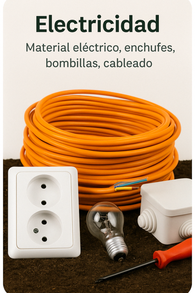 Materiales eléctricos organizados para instalaciones municipales