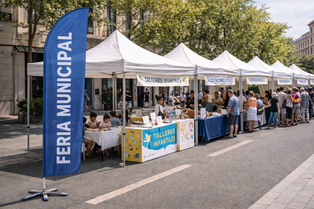 Equipamiento y material auxiliar para actividades culturales municipales instalado en espacio público